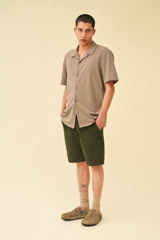 bound 'Mocha Dogtooth' SS Cuban Shirt