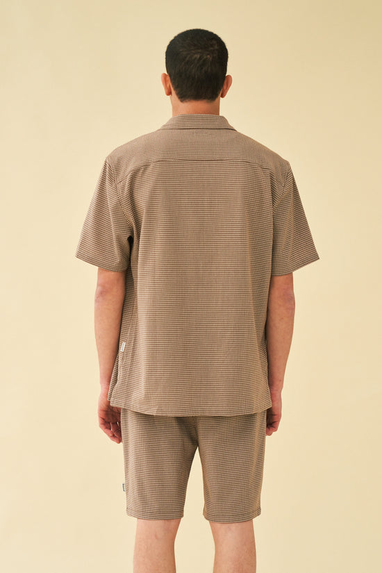 bound 'Mocha Dogtooth' SS Cuban Shirt
