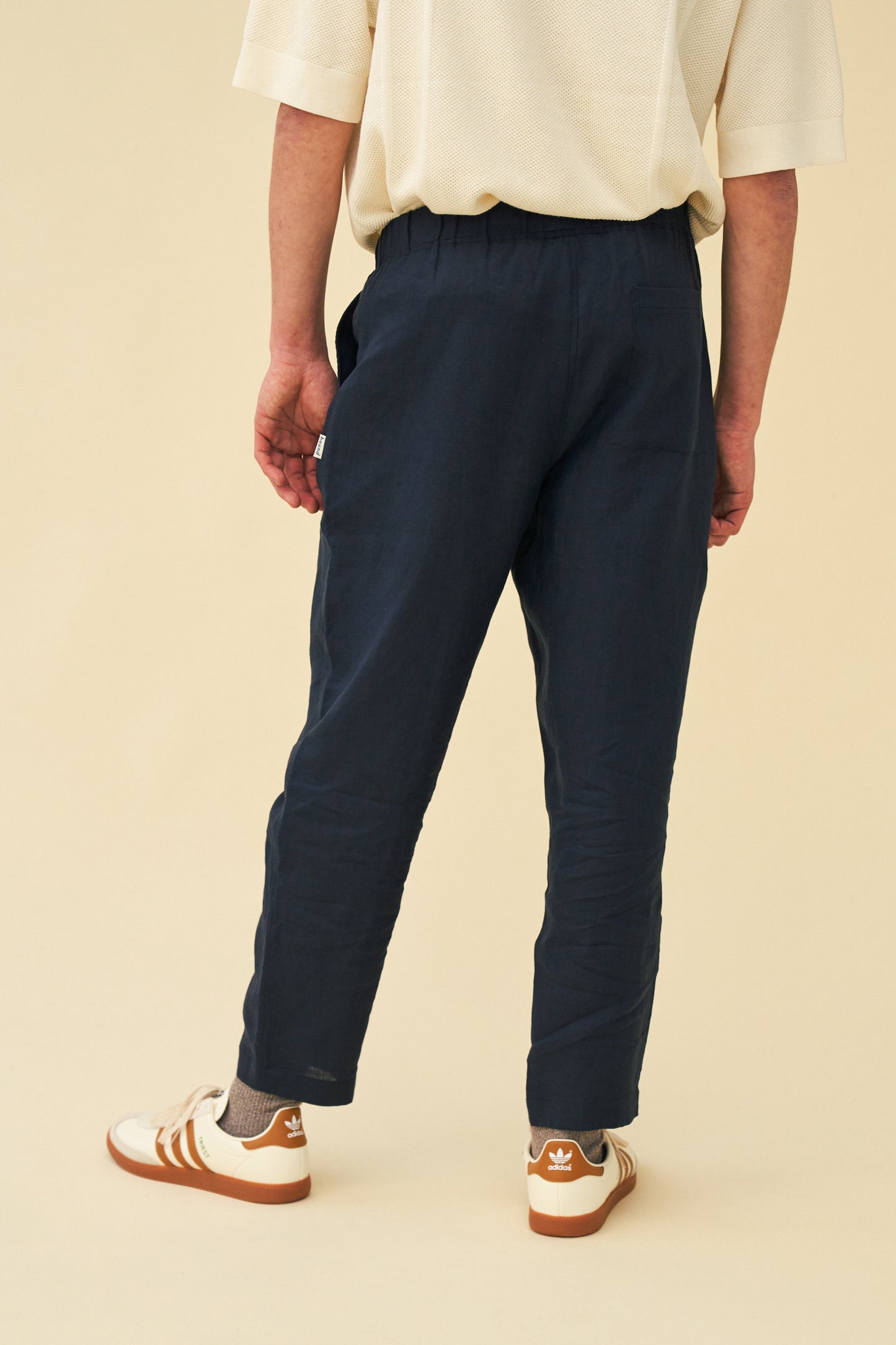 bound 'Seville' Linen Trousers - Navy