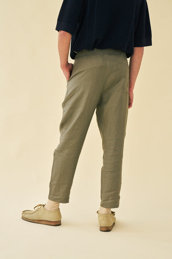 bound 'Seville' Linen Trousers - Khaki