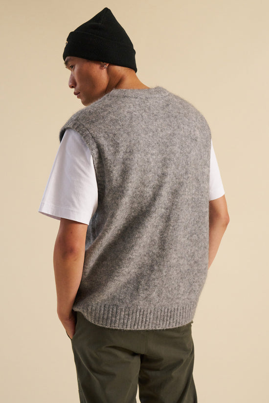 bound 'Hudson' Mohair Cardigan Vest - Grey