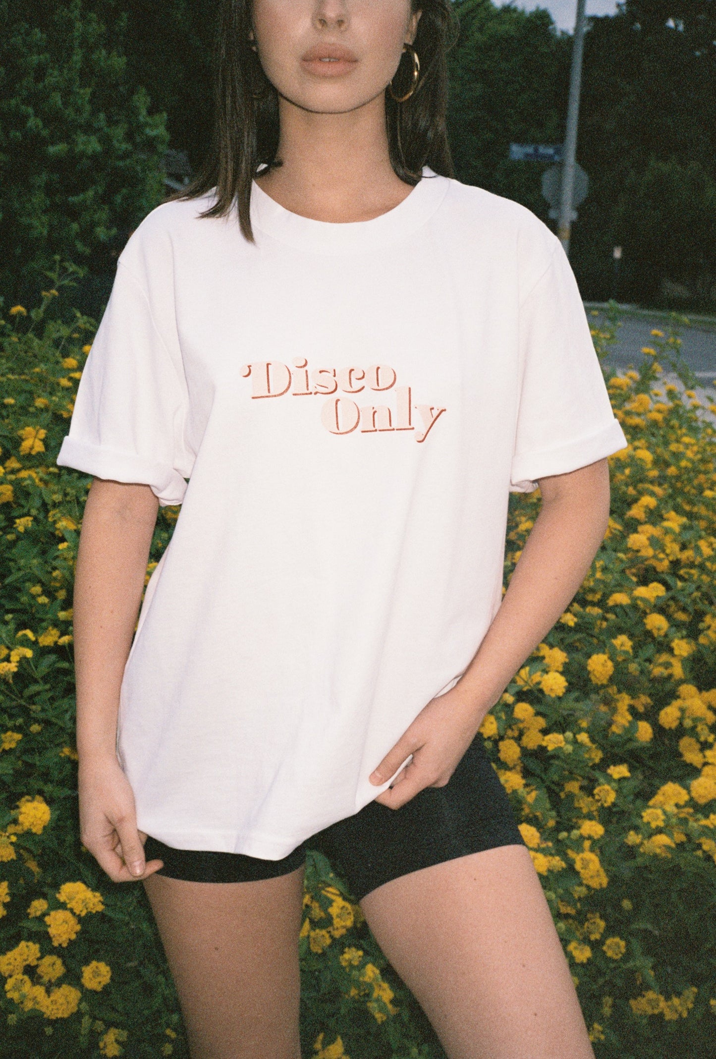 DISCO ONLY WMNS '70s' Heavy Tee - White