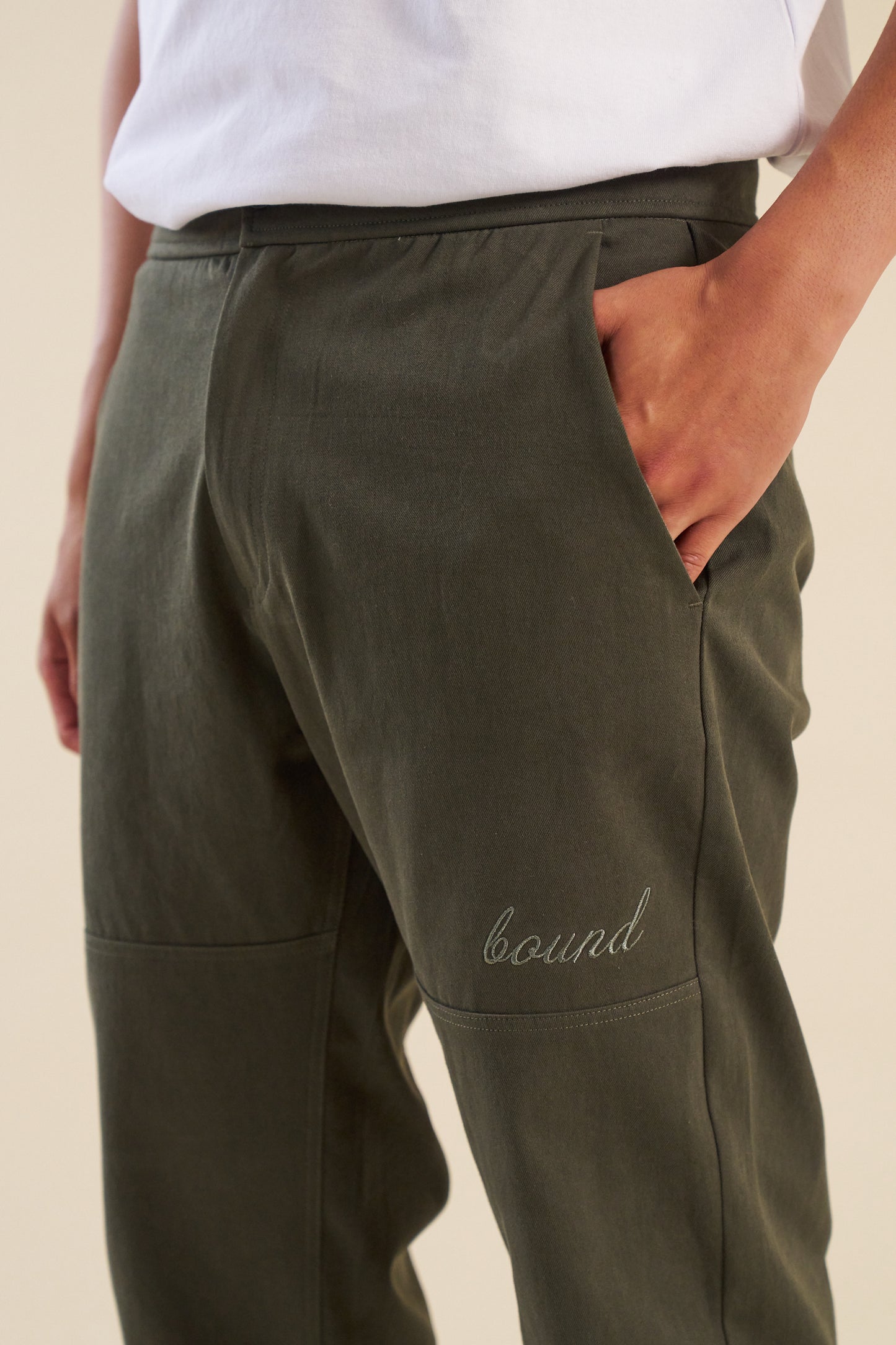 bound Khaki Straight Work Pant