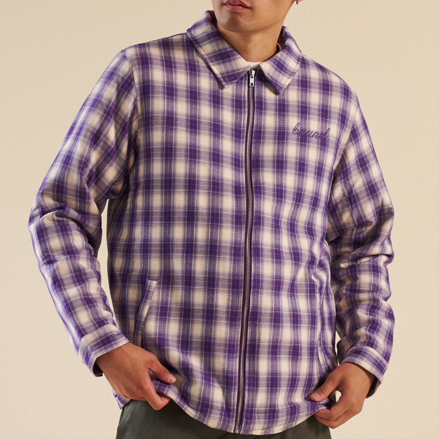 bound Lavender Check Coach Jacket