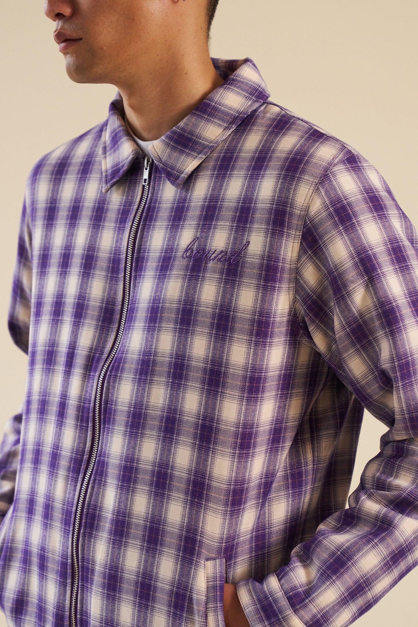 bound Lavender Check Coach Jacket