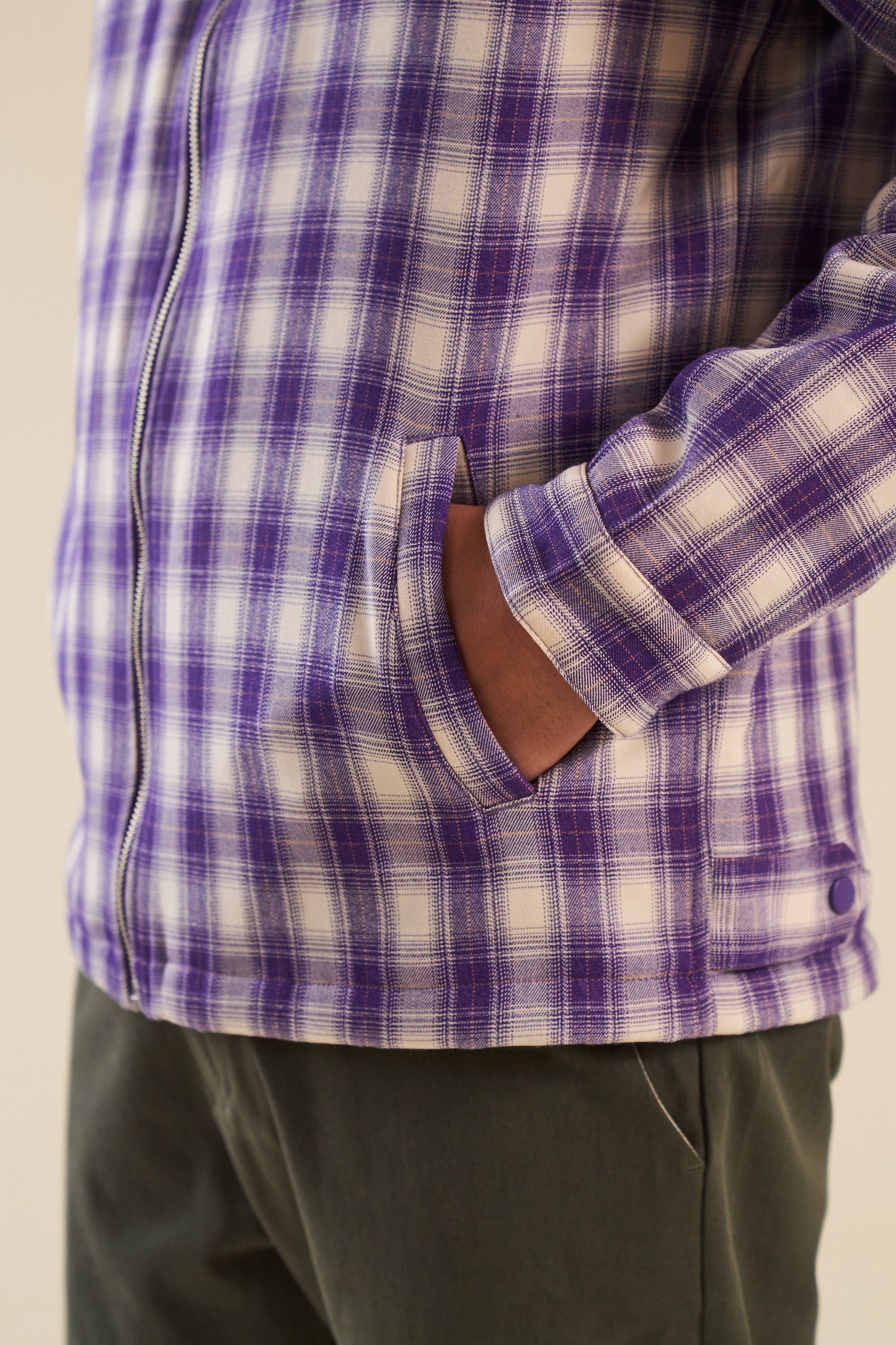 bound Lavender Check Coach Jacket
