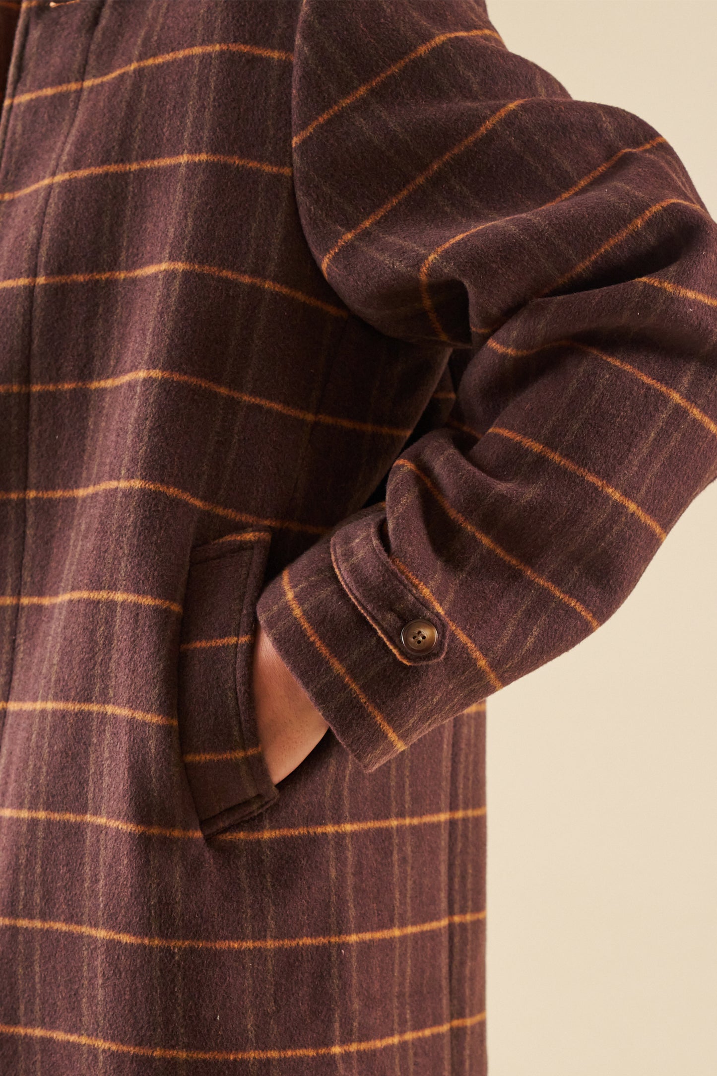 bound Kaito Check Brown Wool Coat