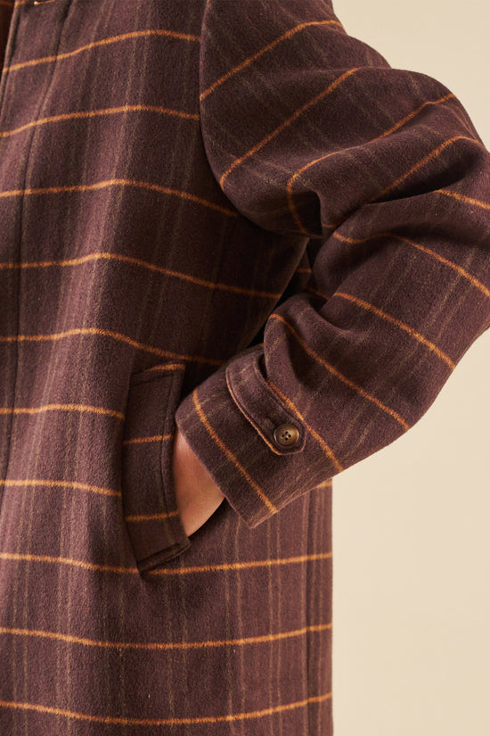 bound Kaito Check Brown Wool Coat