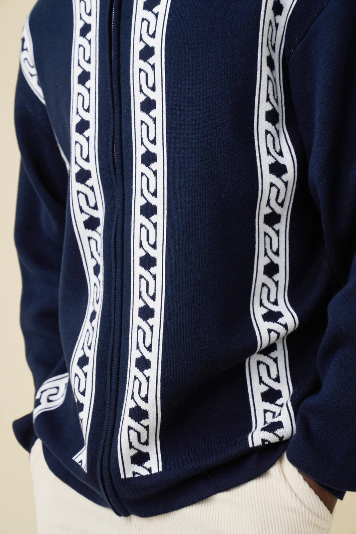 bound Chain Full Zip Knit Polo - Navy – UN:IK Clothing