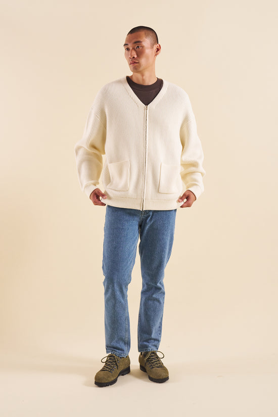 bound Ecru Heavy Knitted Cardigan