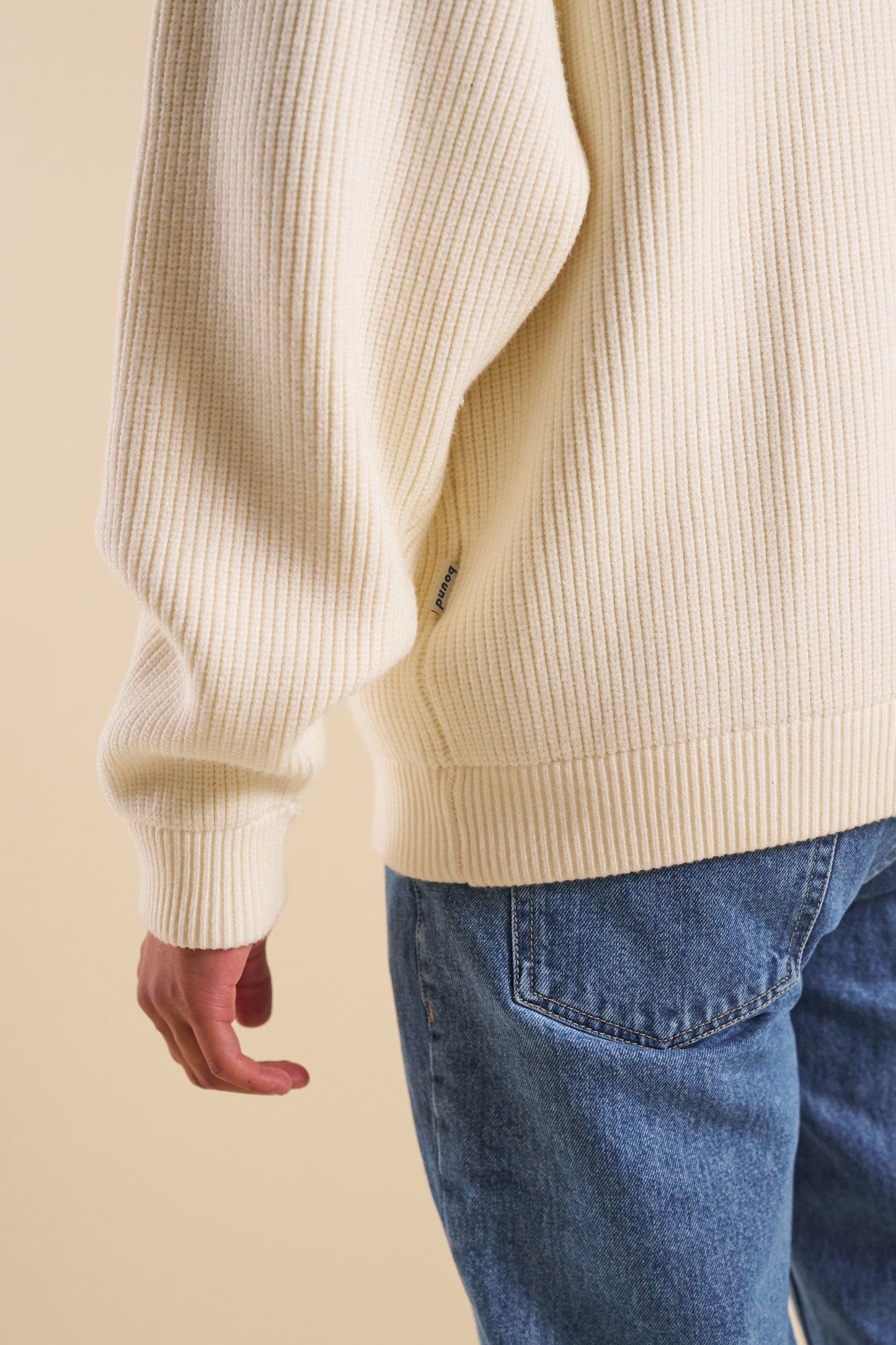 bound Ecru Heavy Knitted Cardigan