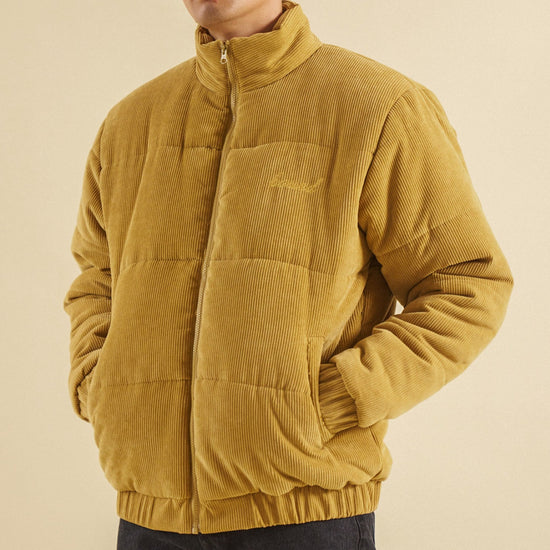 bound Mustard Cord Puffer Coat