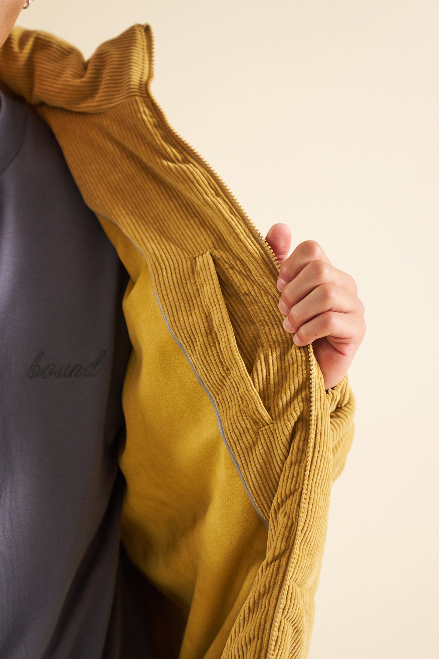 bound Mustard Cord Puffer Coat