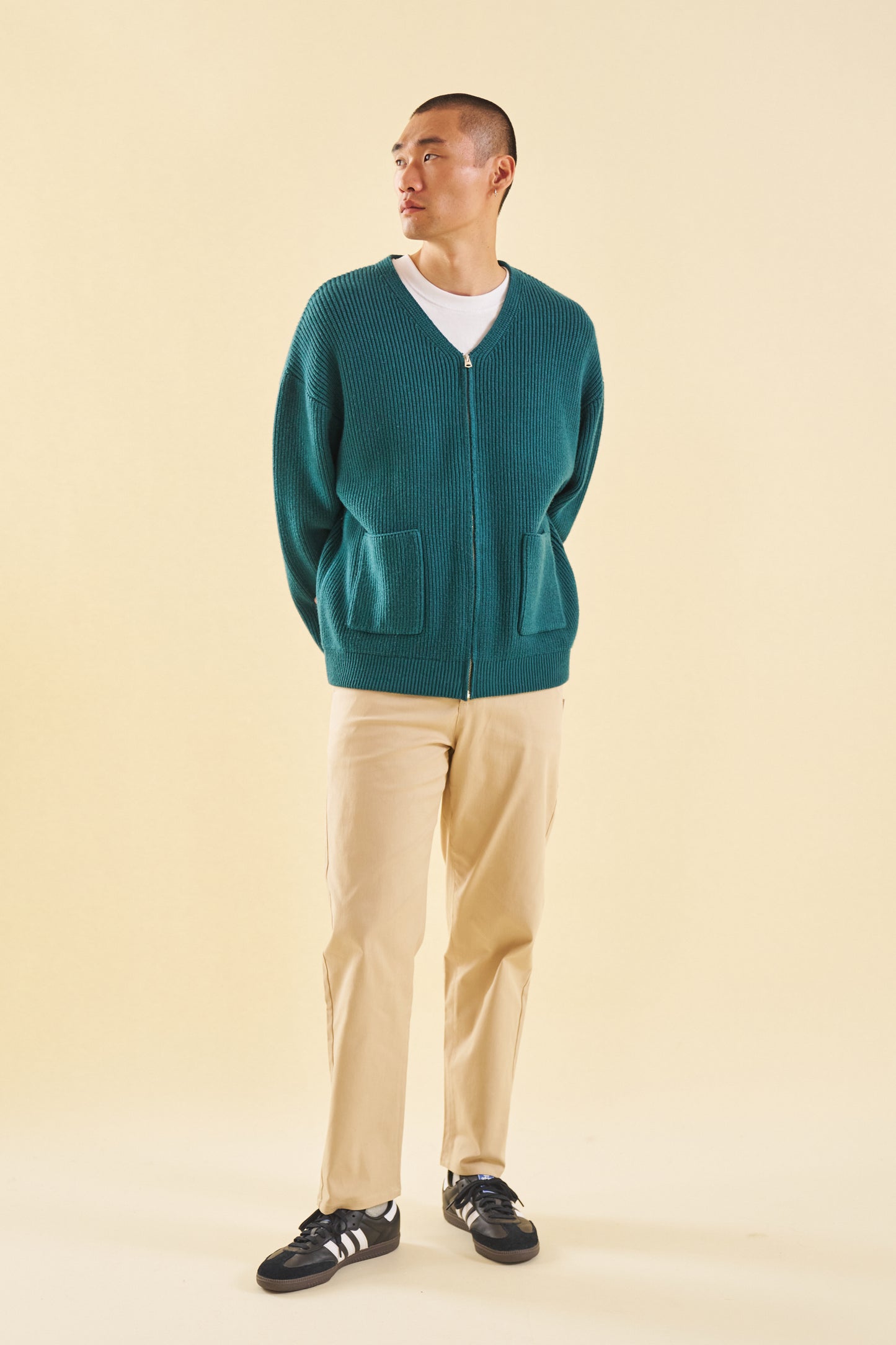 bound Teal Heavy Knitted Cardigan