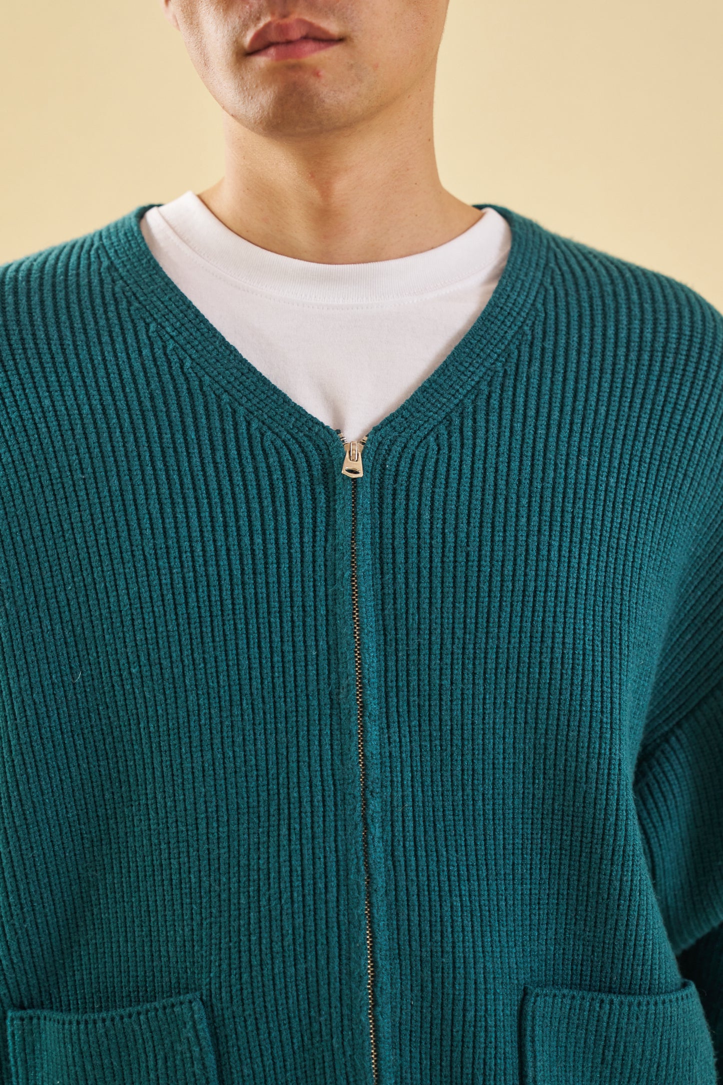 bound Teal Heavy Knitted Cardigan