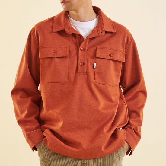 bound Burnt Orange Work Pullover