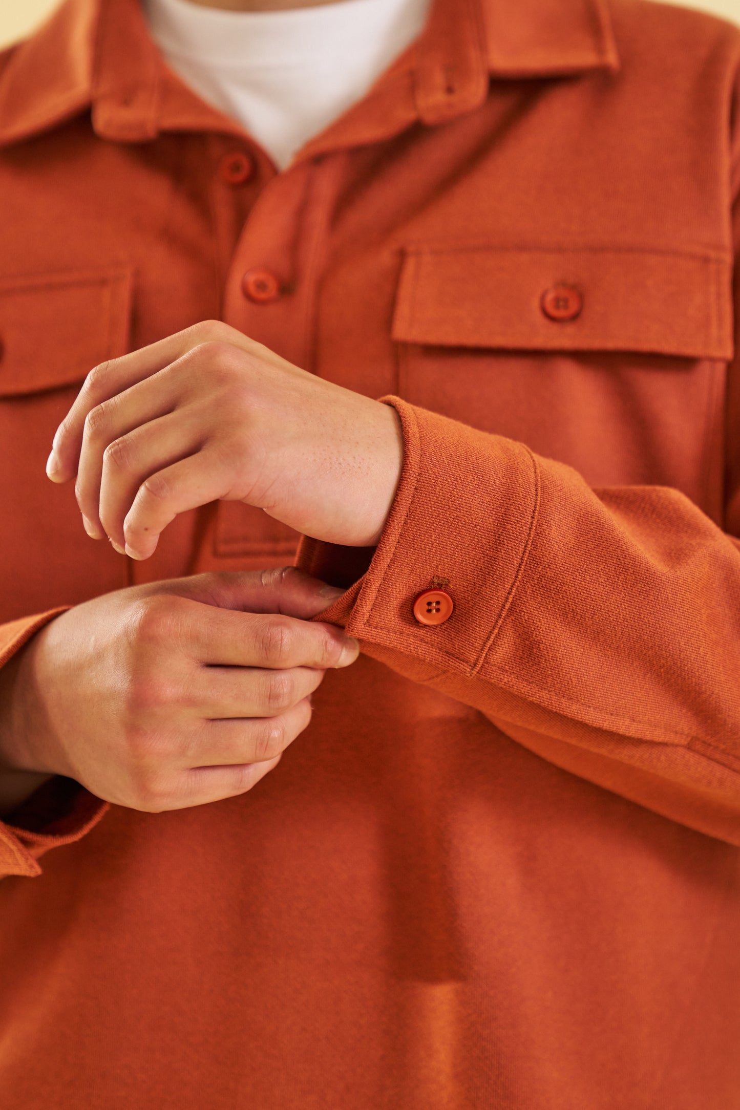bound Burnt Orange Work Pullover