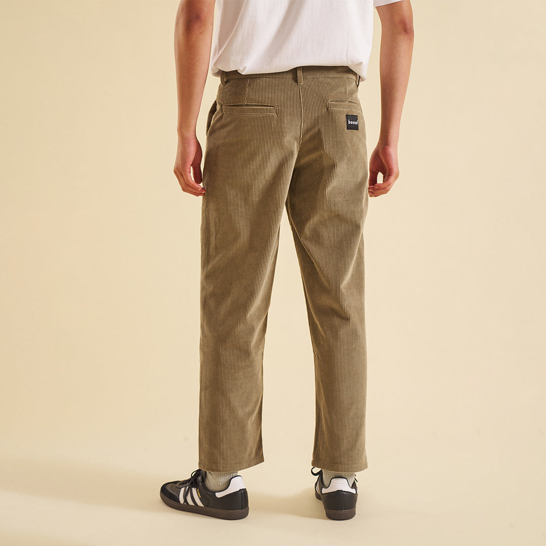 bound 'Mushroom' Corduroy Trousers