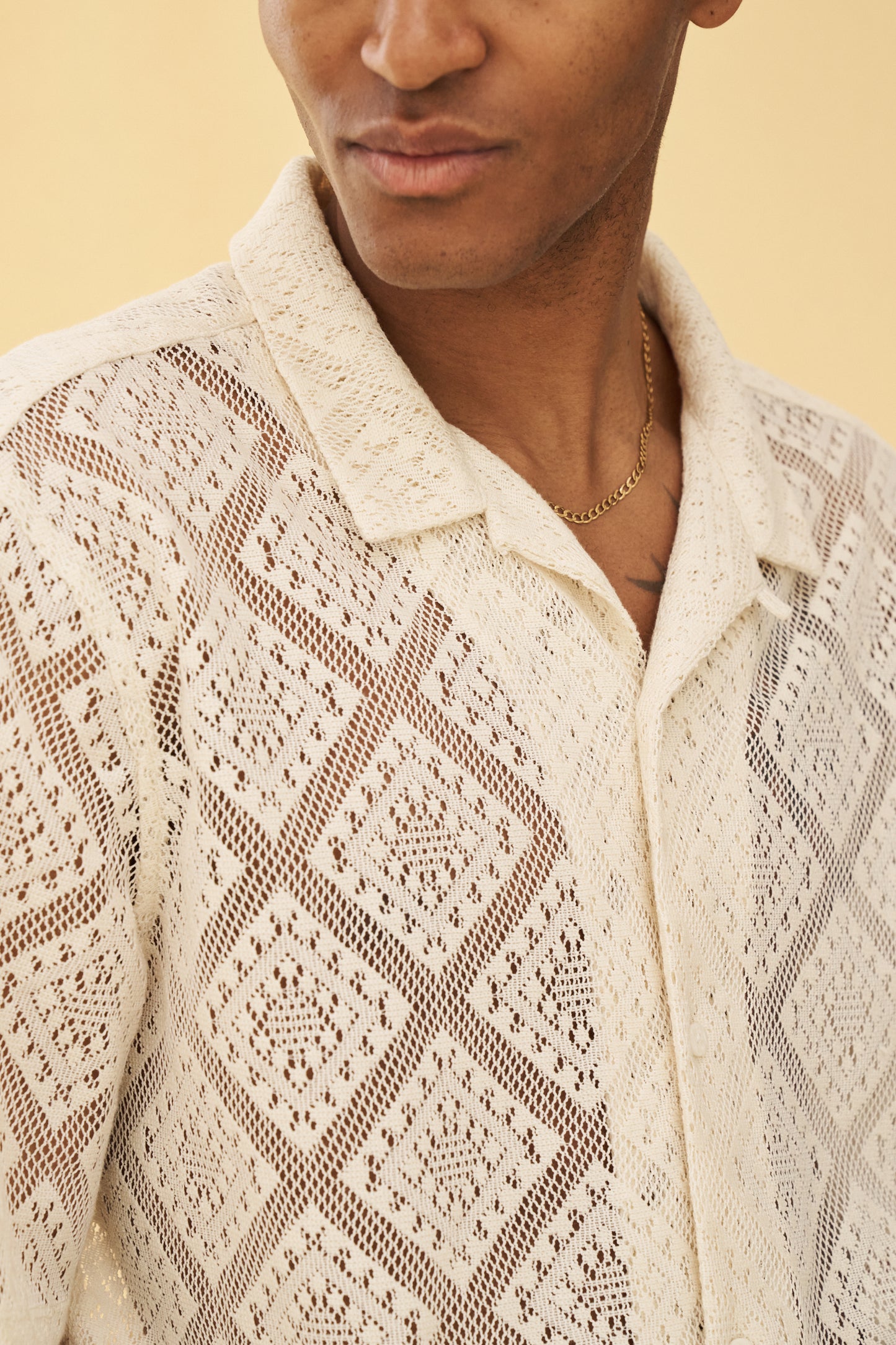 bound Lace Vacation Shirt - Cream