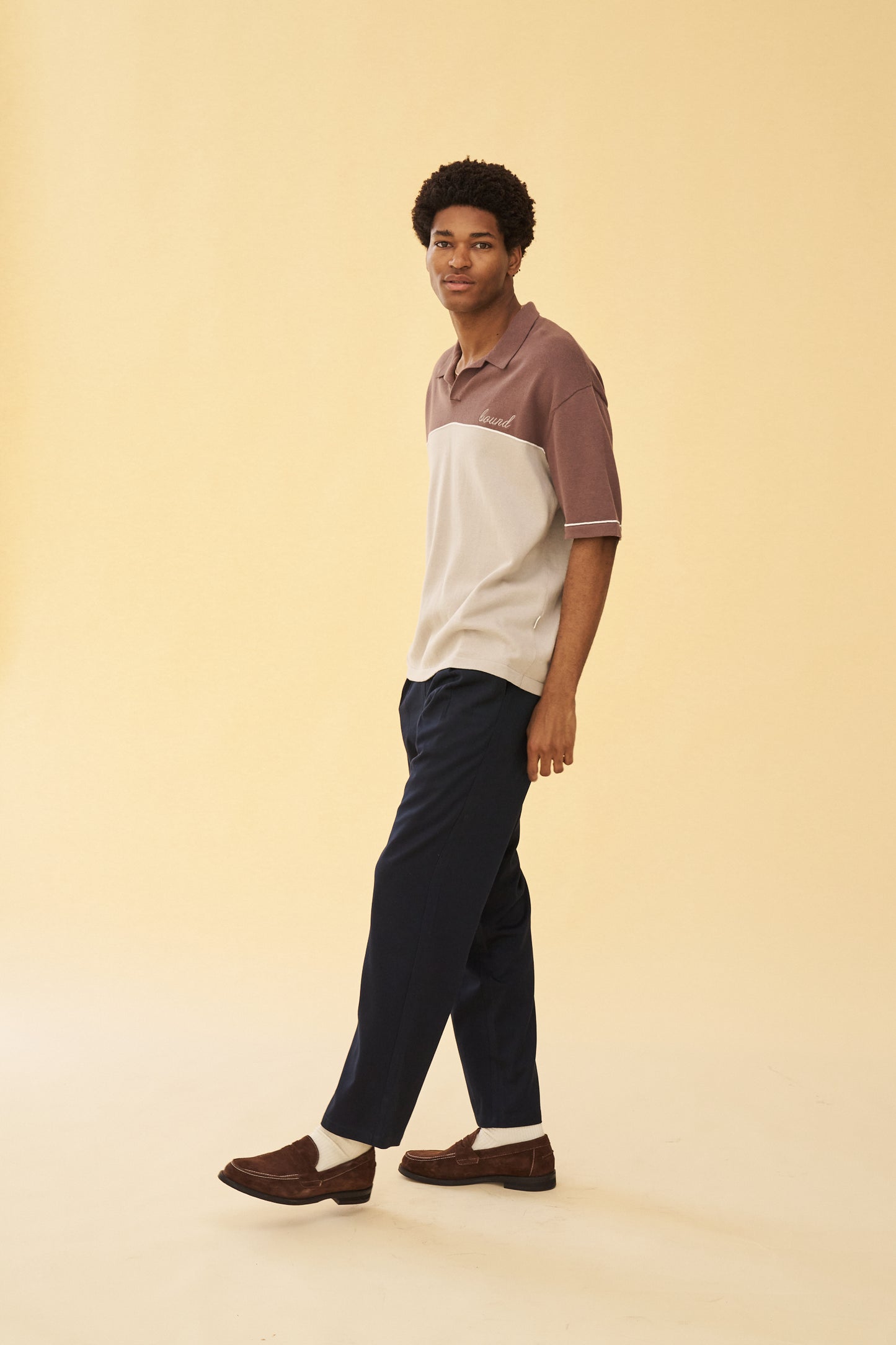 bound Pleated Smart Trousers - Navy