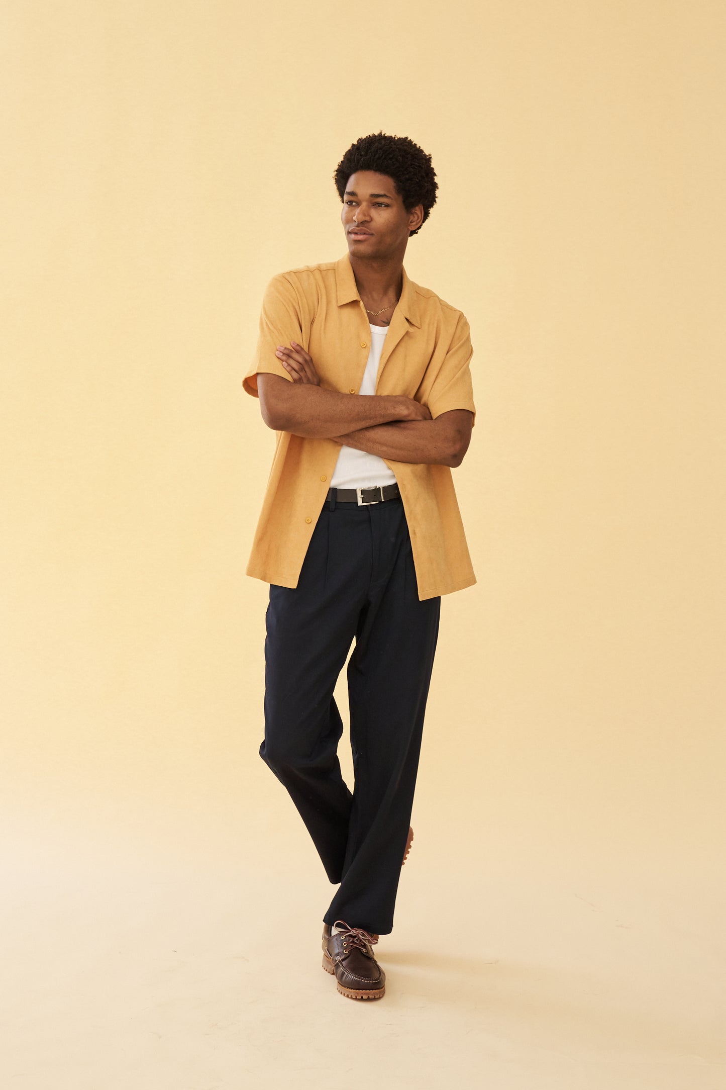 bound 'Mustard' Cord Towel SS Shirt