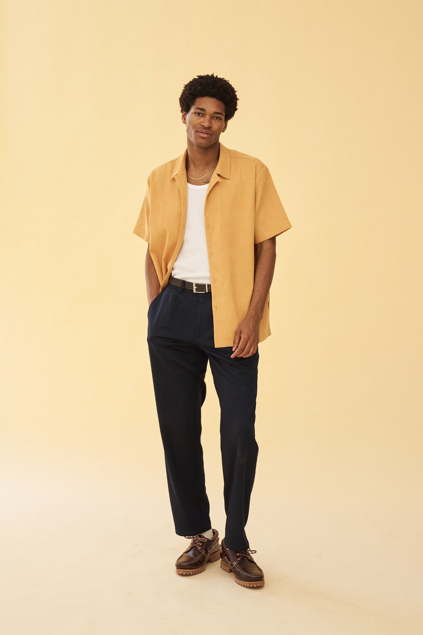 bound Pleated Smart Trousers - Navy