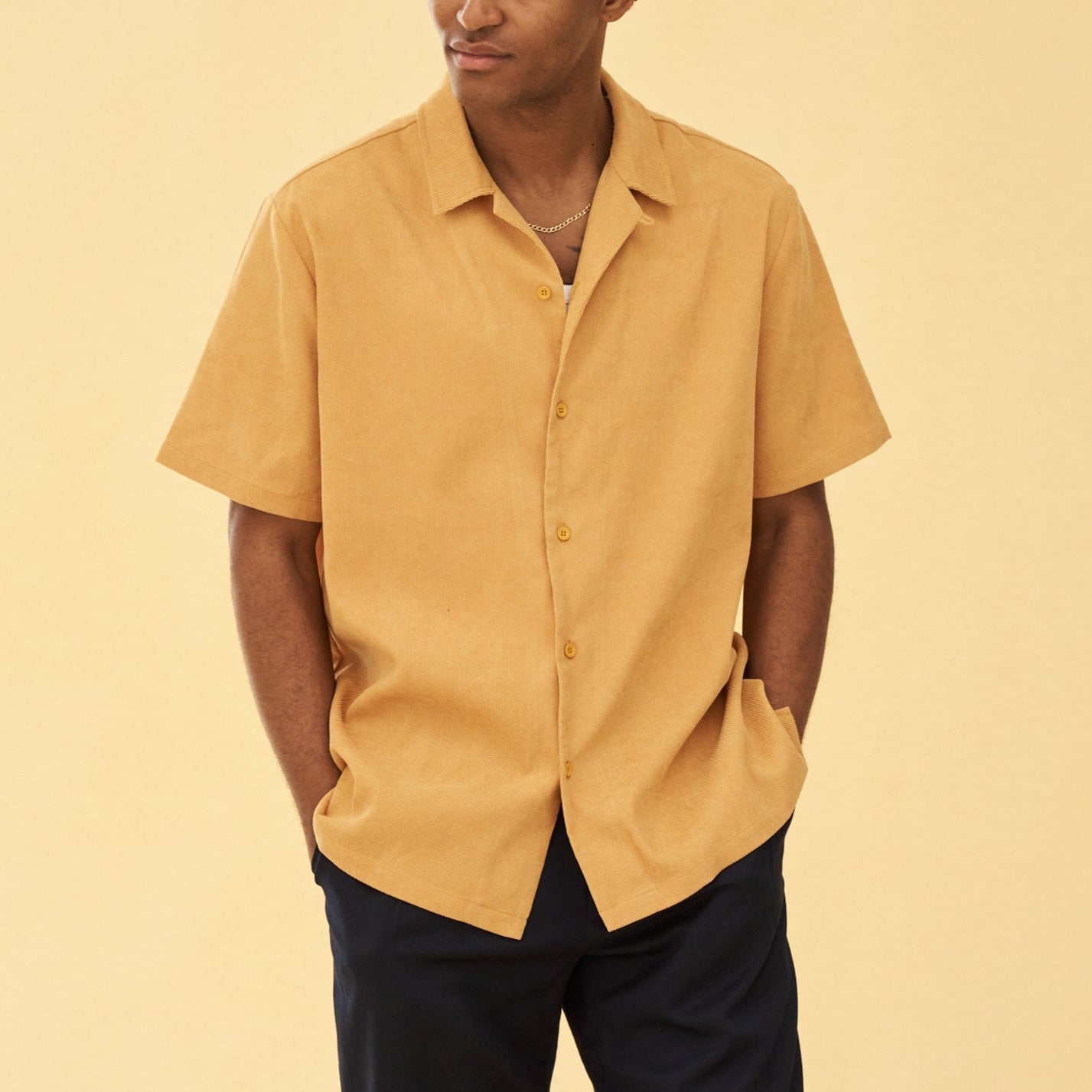 bound 'Mustard' Cord Towel SS Shirt
