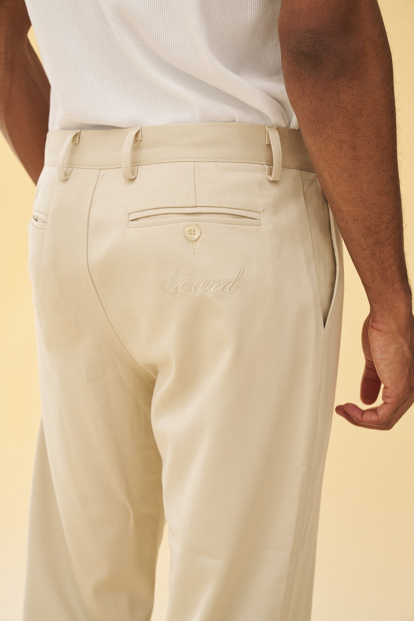 bound Pleated Smart Trousers - Cream