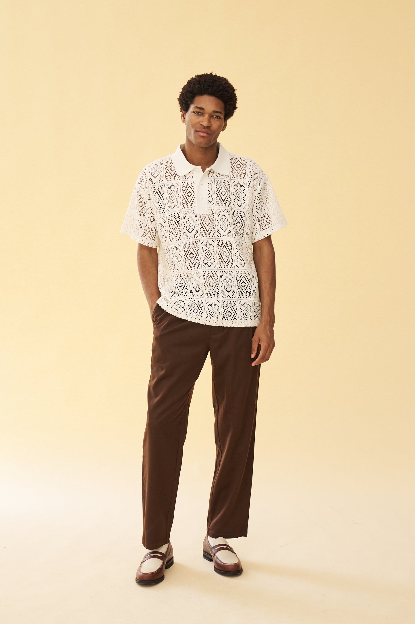 bound Pleated Smart Trousers - Brown