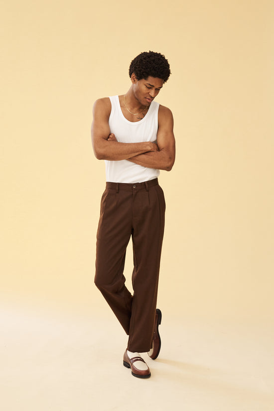 Load image into Gallery viewer, bound Pleated Smart Trousers - Brown
