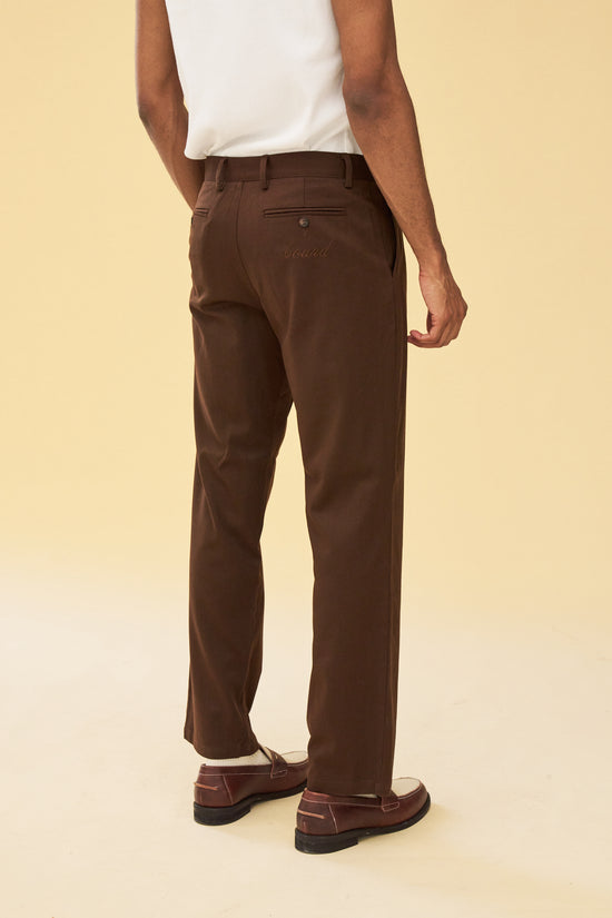 bound Pleated Smart Trousers - Brown