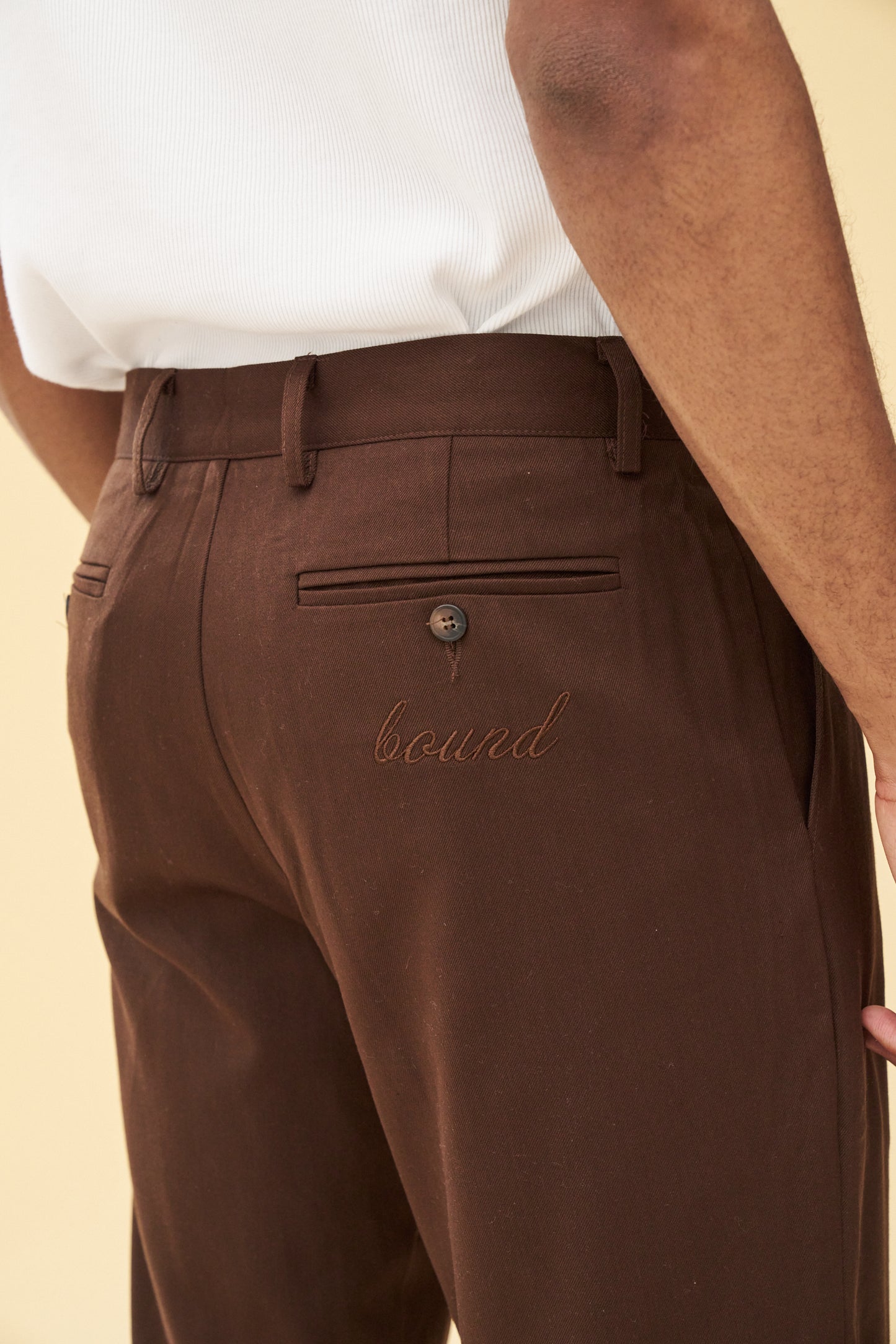 bound Pleated Smart Trousers - Brown