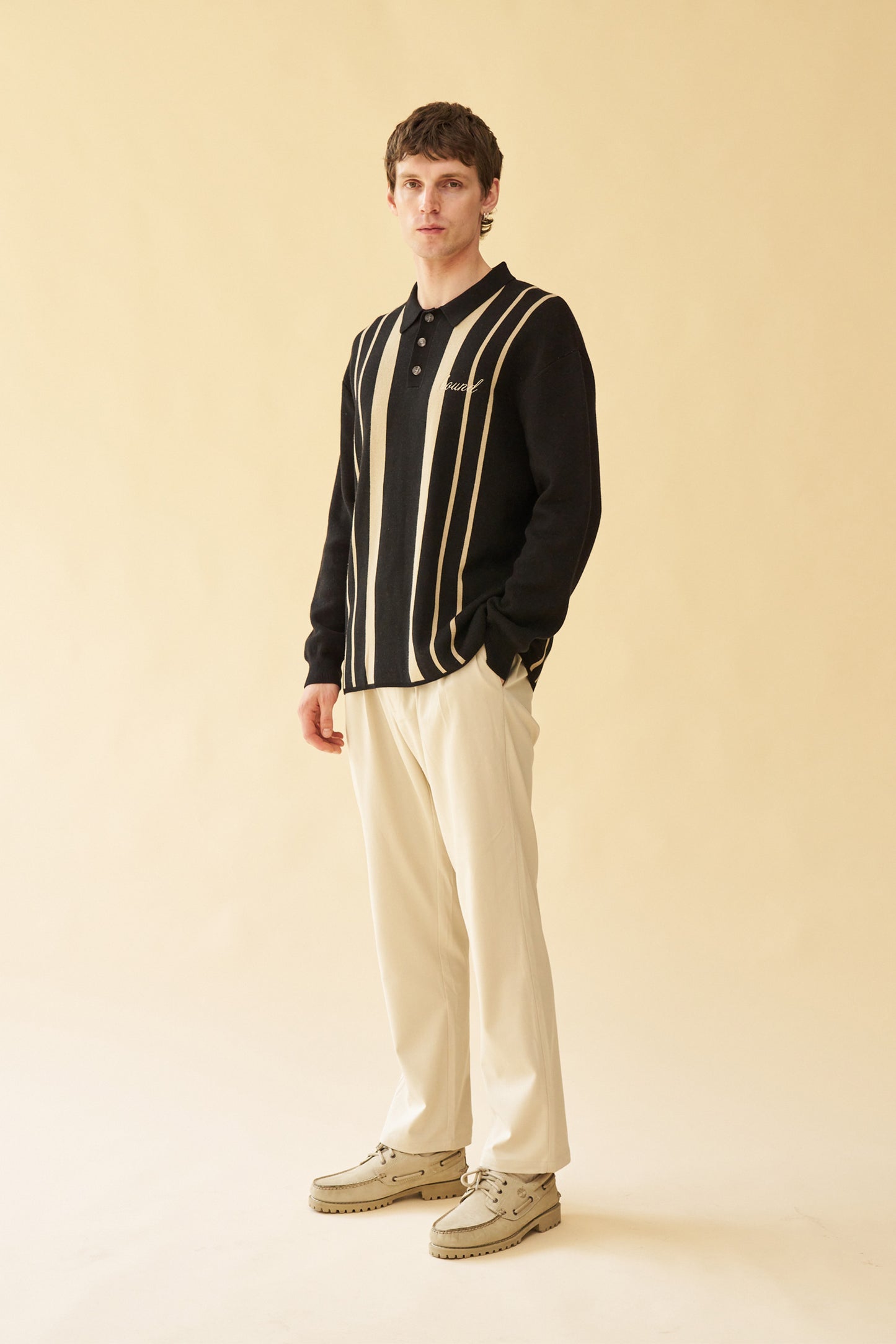 bound 'Aprile' LS Knit Polo - Black