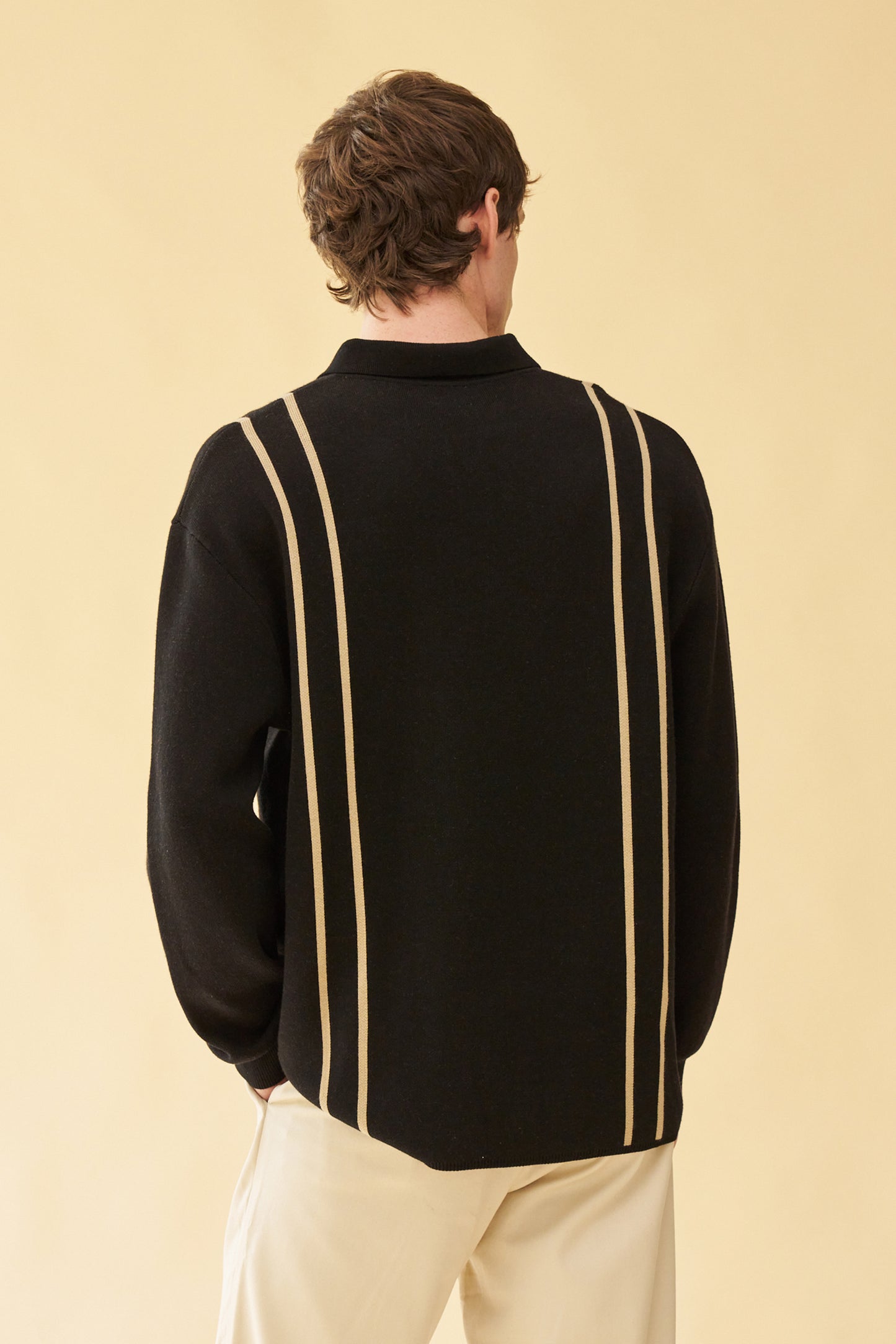 bound 'Aprile' LS Knit Polo - Black