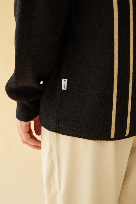 bound 'Aprile' LS Knit Polo - Black