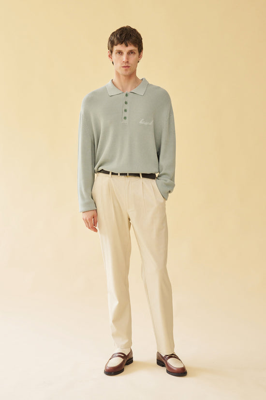 bound 'Ennio' LS Knit Polo - Jade