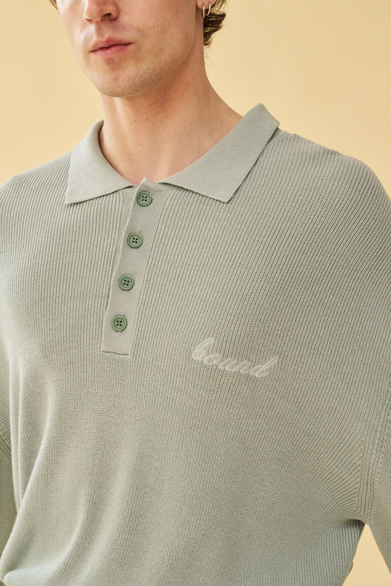bound 'Ennio' LS Knit Polo - Jade