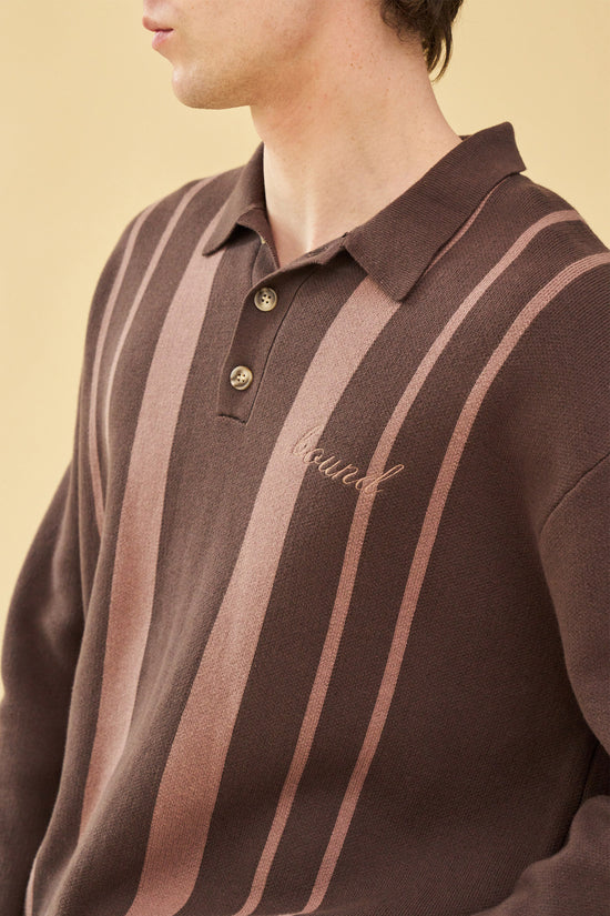 bound 'Aprile' LS Knit Polo - Brown
