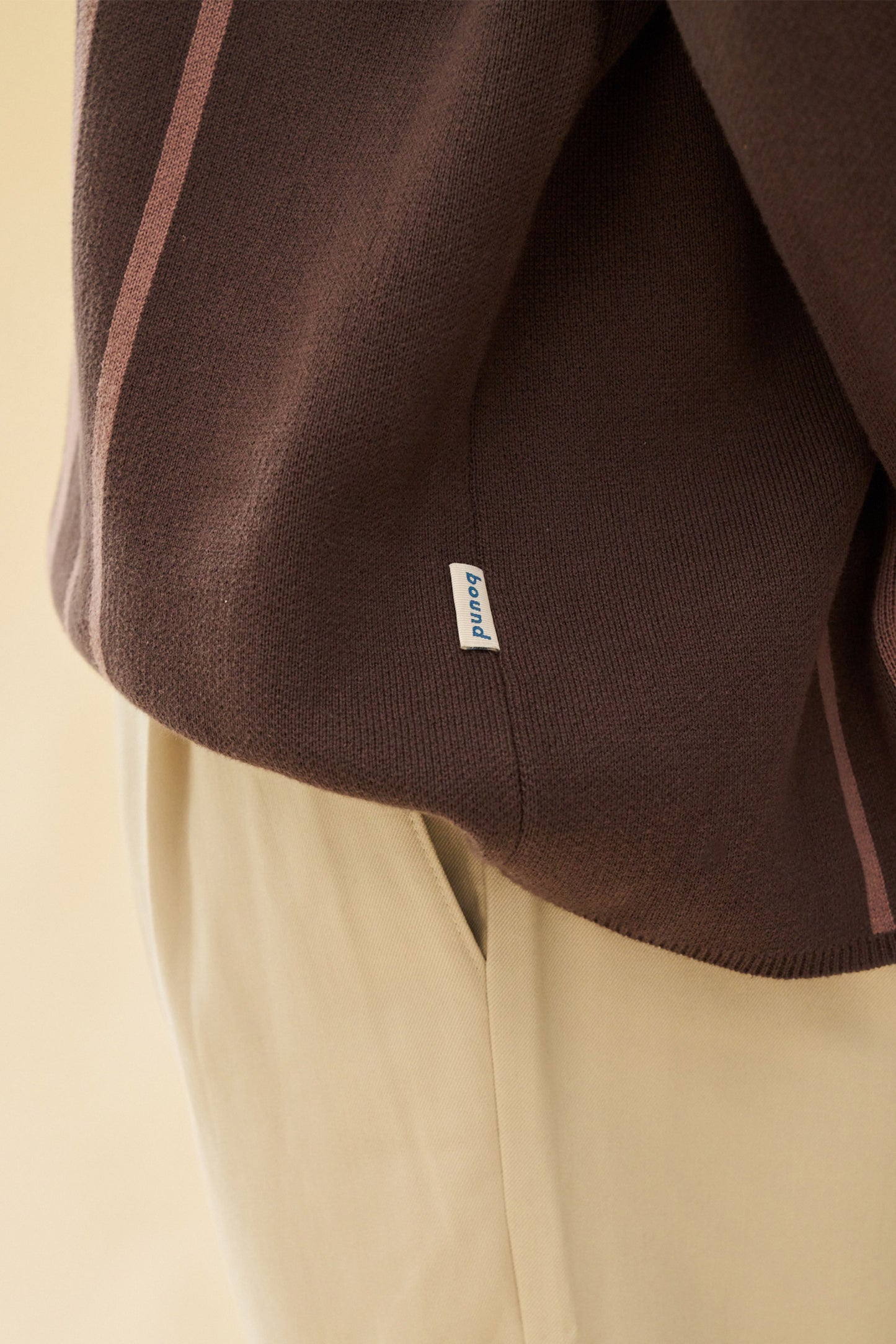 bound 'Aprile' LS Knit Polo - Brown