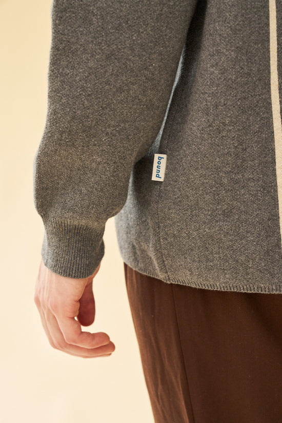 bound 'Aprile' LS Knit Polo - Grey
