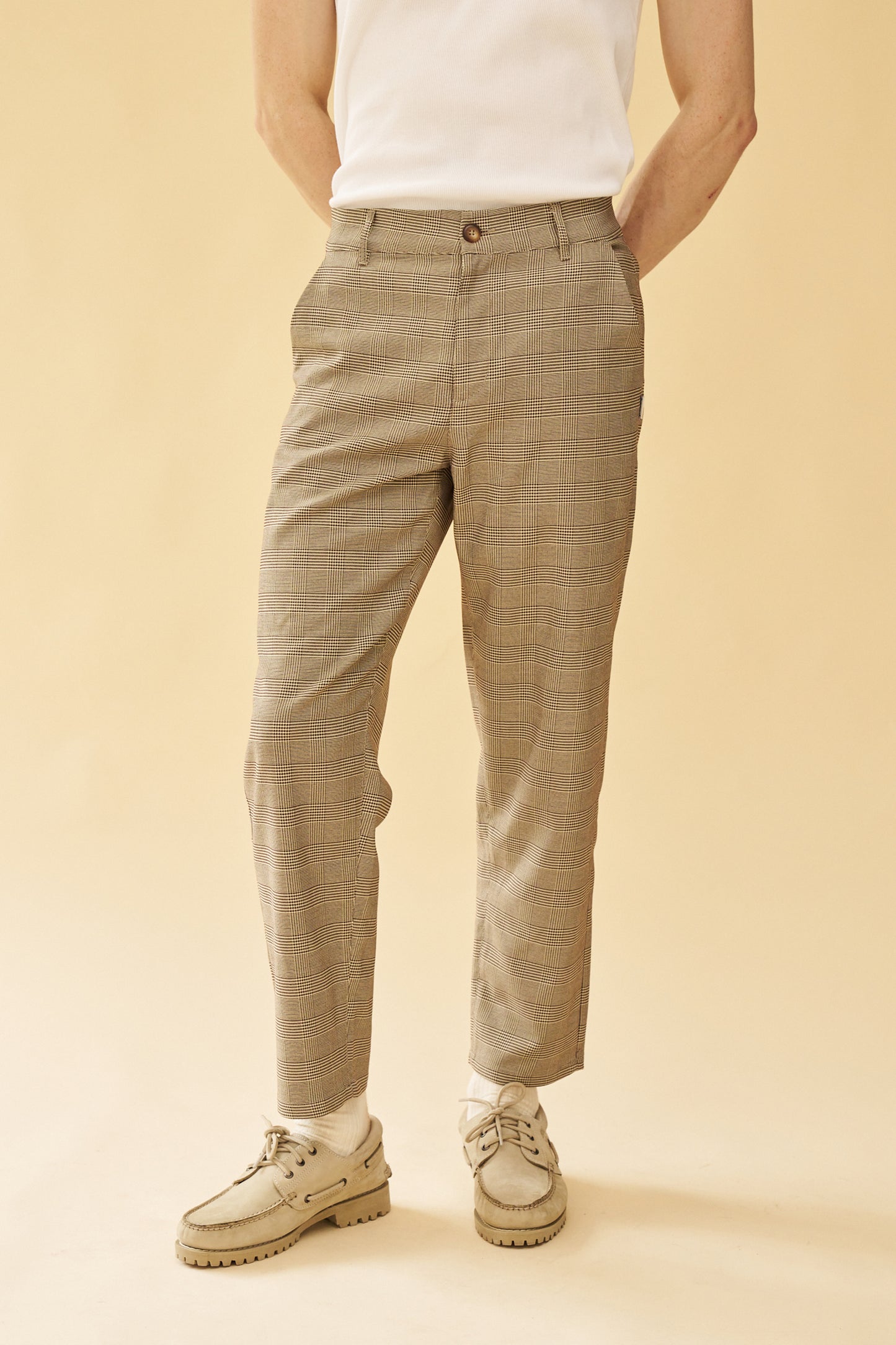 Yellow houndstooth pants cheap