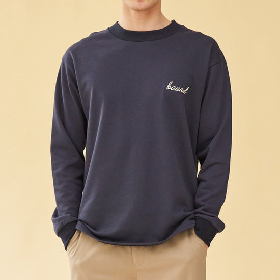 bound 'Script' Longsleeve Heavy Tee - Navy