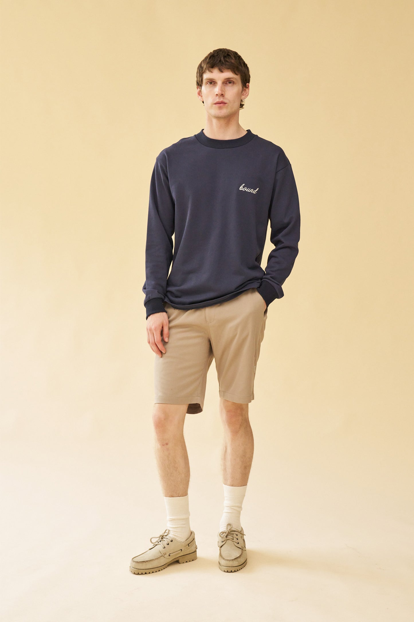 bound 'Script' Longsleeve Heavy Tee - Navy