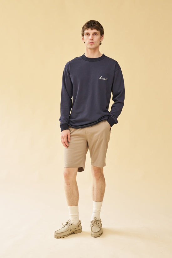 bound 'Script' Longsleeve Heavy Tee - Navy