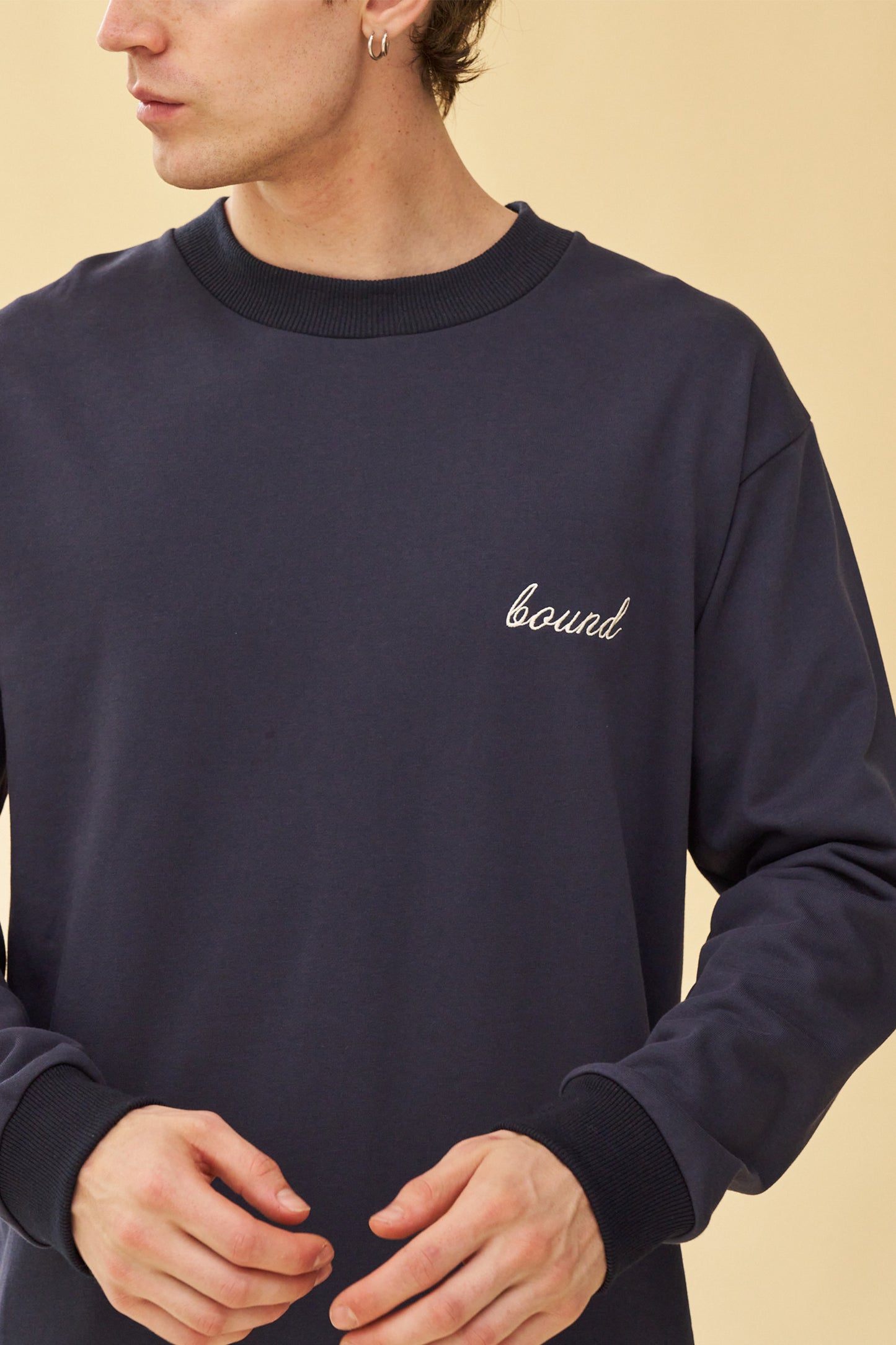 bound 'Script' Longsleeve Heavy Tee - Navy