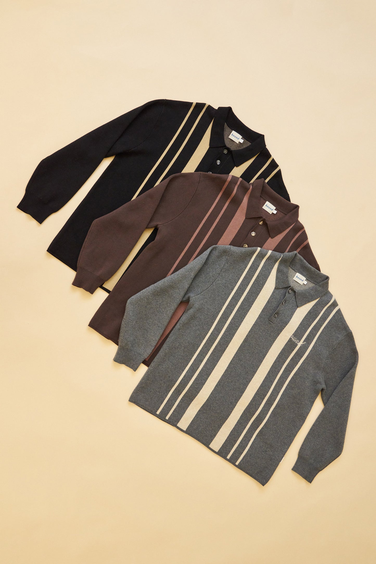 bound 'Aprile' LS Knit Polo - Grey