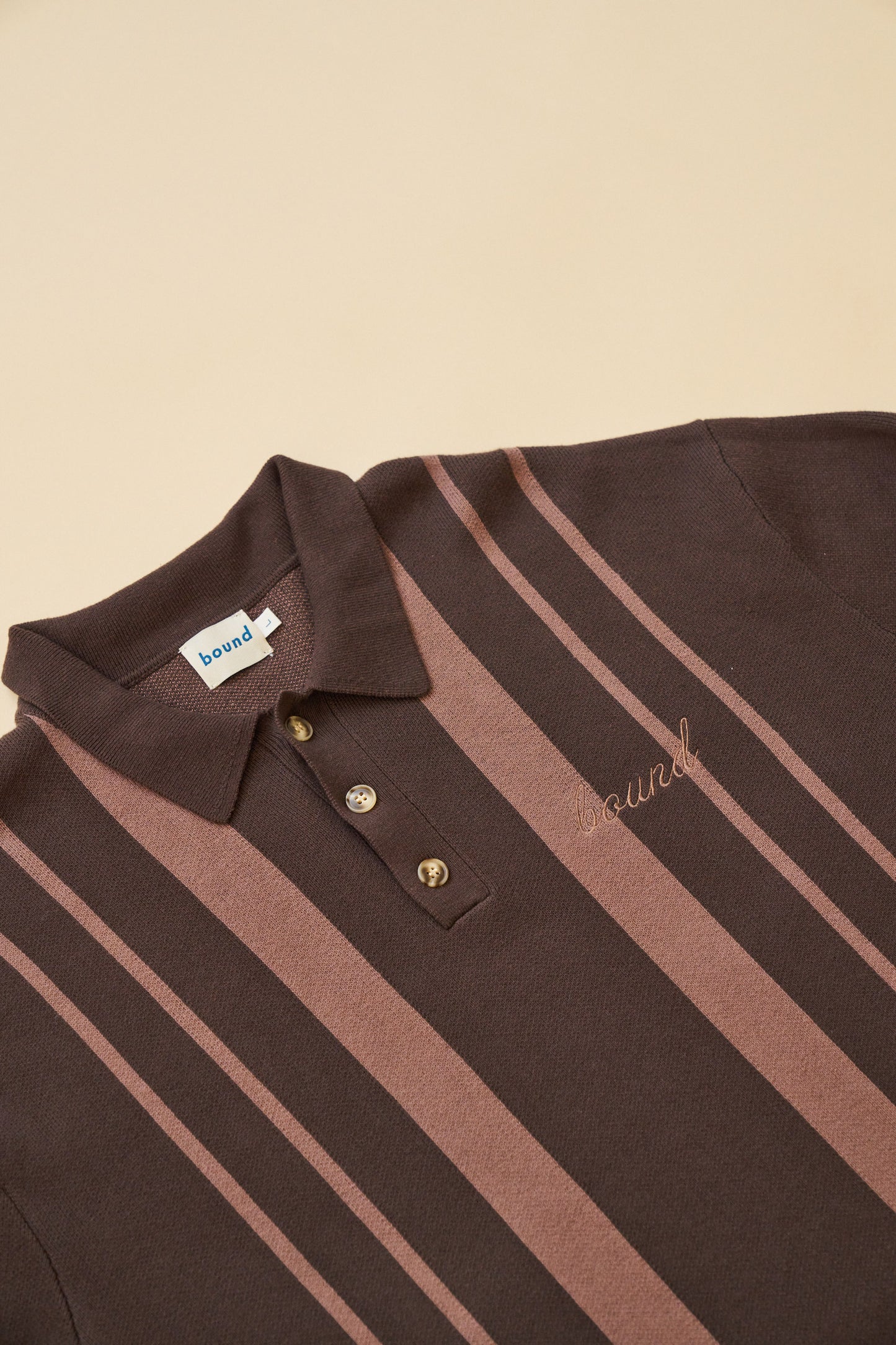 bound 'Aprile' LS Knit Polo - Brown