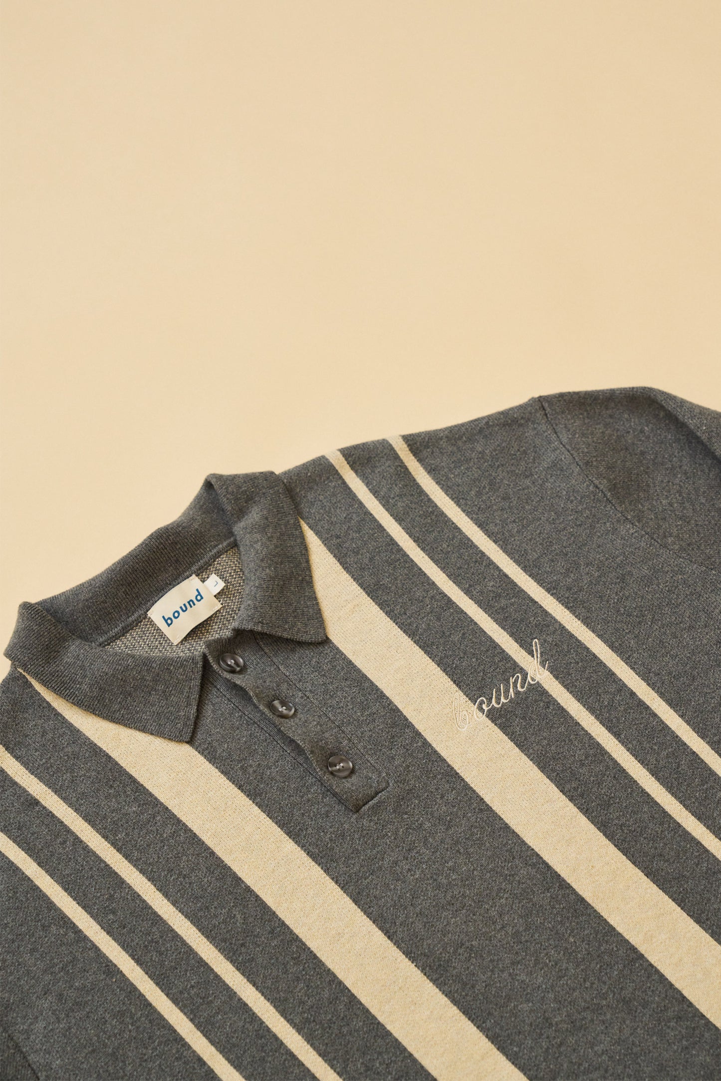 bound 'Aprile' LS Knit Polo - Grey