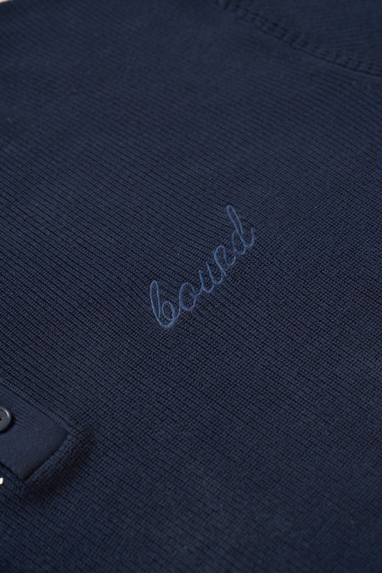 bound 'Ennio' LS Knit Polo - Navy