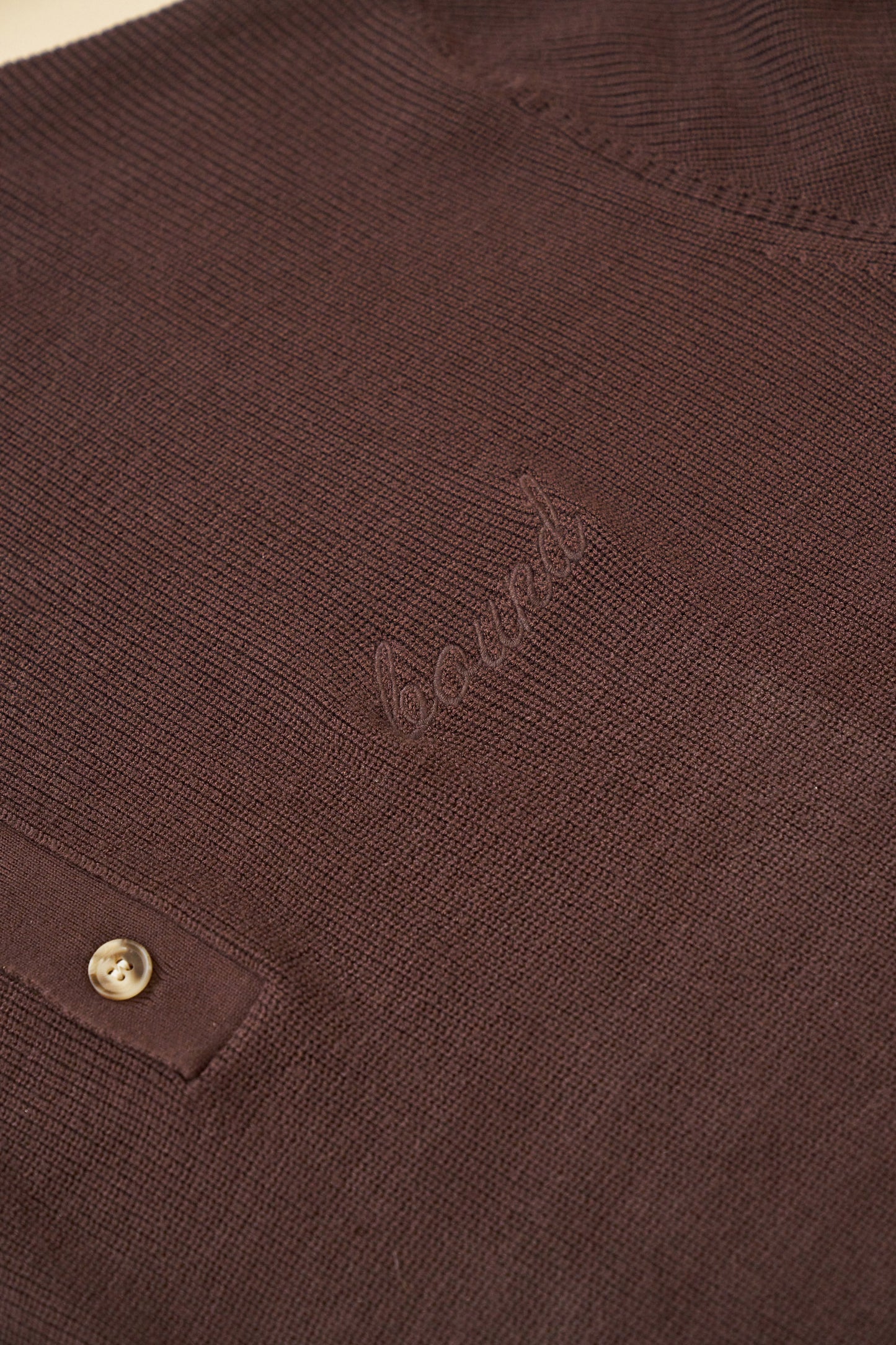 bound 'Ennio' LS Knit Polo - Brown